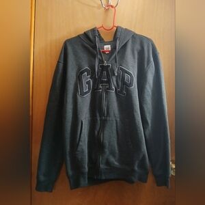 Unisex Gray Zip-Up Hoodie From GAP, Large.